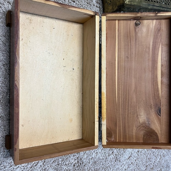 Accents Vintage 194s Cedar Chest Jewelry Box Hand Made Wood Carved